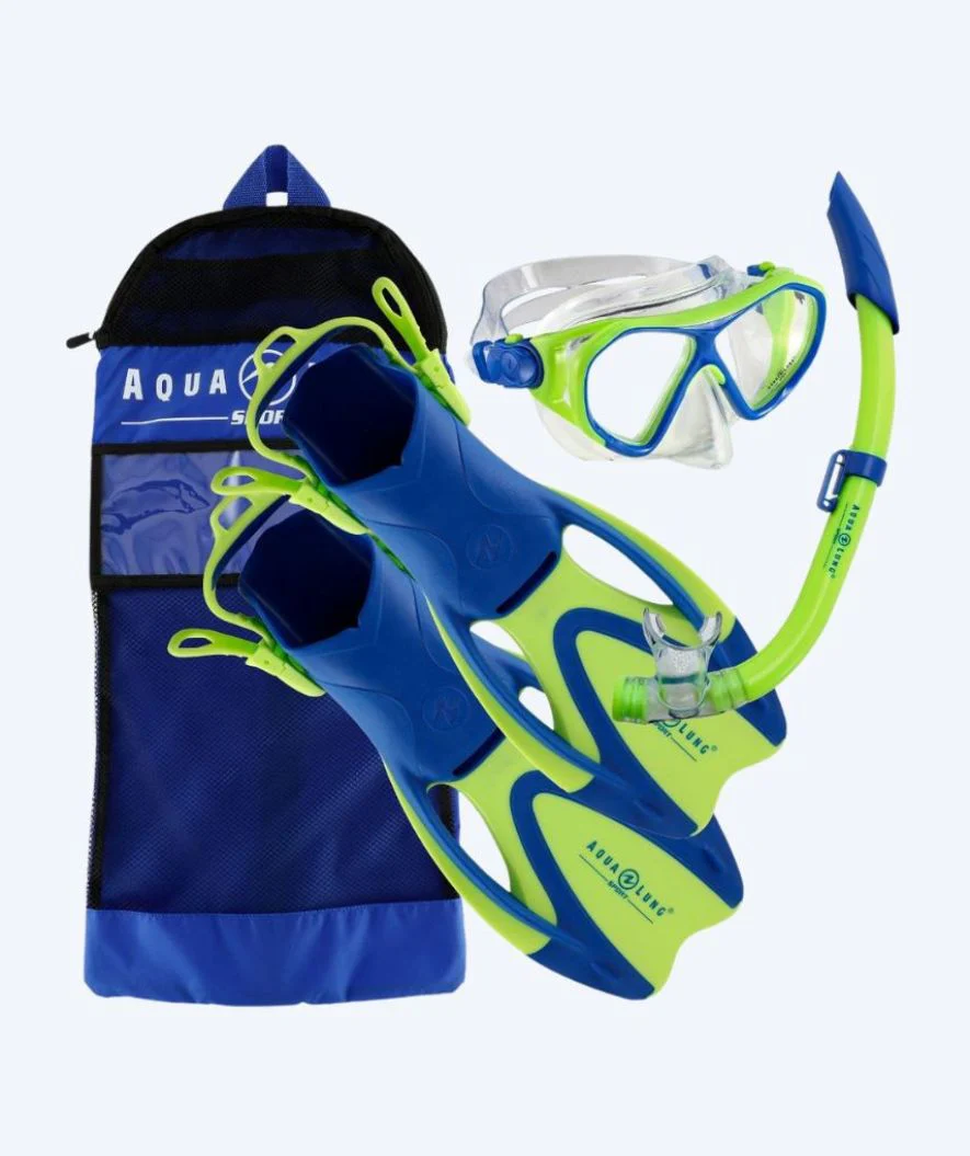 Aqualung zestaw maska + rurka + płetwy do snorkelingu dla dzieci - Urchin - Zielony/niebieski - Image 2