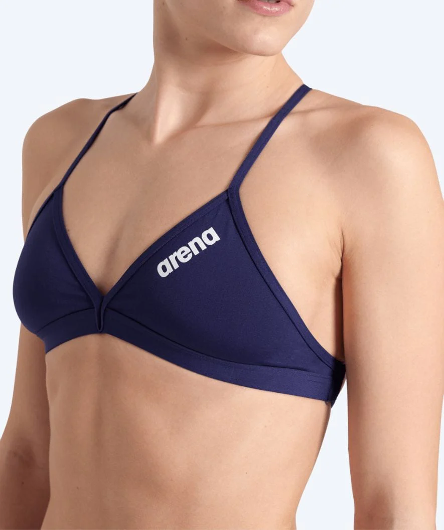 Arena góra od bikini damska - Solid Tie Back - Ciemnoniebieska - Image 3