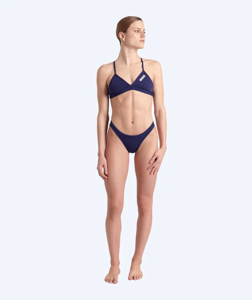 Arena góra od bikini damska - Solid Tie Back - Ciemnoniebieska - Image 4