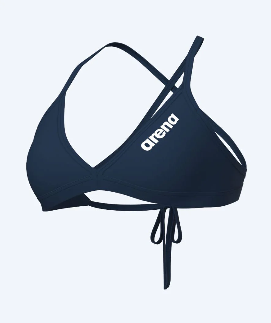 Arena góra od bikini damska - Solid Tie Back - Ciemnoniebieska - Image 5