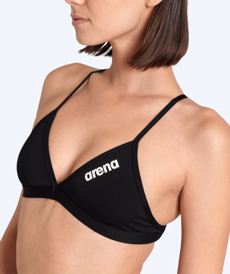 Arena góra od bikini damska - Solid Tie Back - Czarna - Image 3
