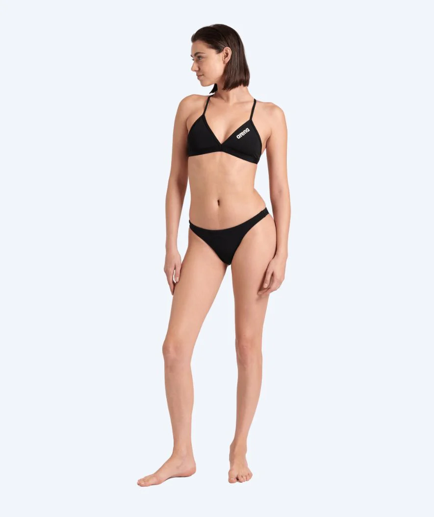 Arena góra od bikini damska - Solid Tie Back - Czarna - Image 5