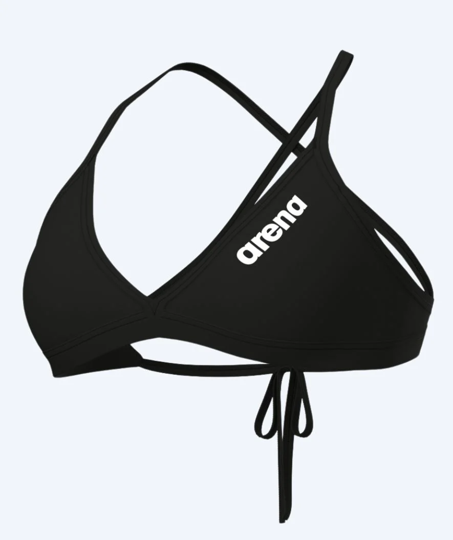 Arena góra od bikini damska - Solid Tie Back - Czarna - Image 6