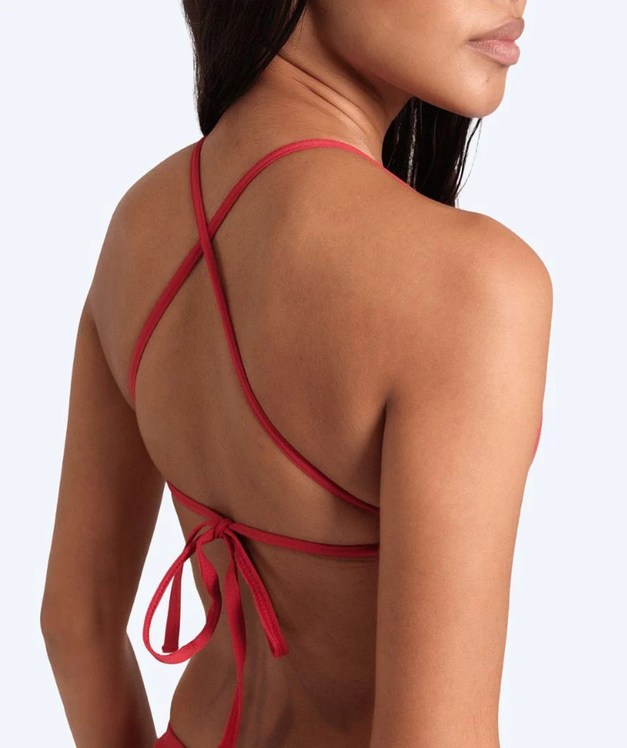 Arena góra od bikini damska - Solid Tie Back - Czerwona - Image 2