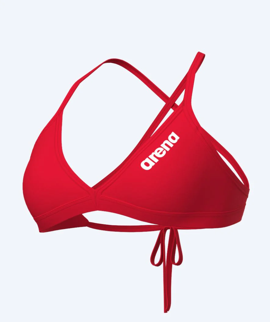 Arena góra od bikini damska - Solid Tie Back - Czerwona - Image 6