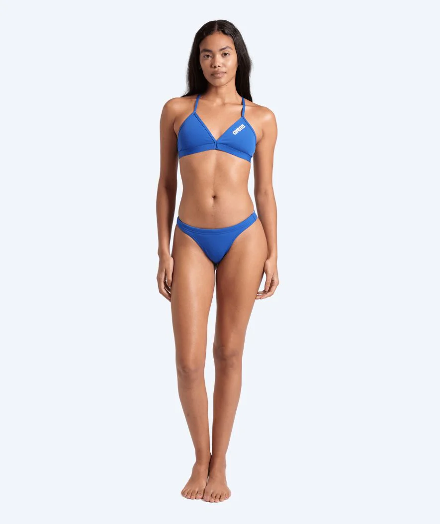Arena góra od bikini damska - Solid Tie Back - Niebieska - Image 5