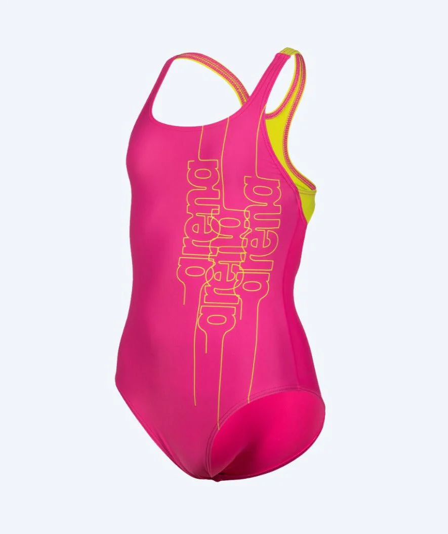Arena strój kąpielowy dla dziewczynek - Swim Pro Back - Jasnoróżowy/żółty - Image 5