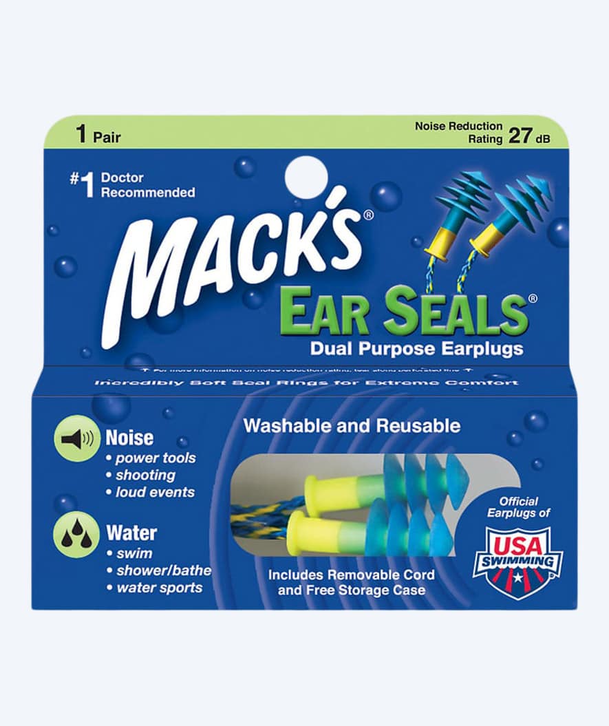 Mack´s zatyczki do uszu do pływania 1 pary - Ear Seals - Niebieski/żółty - Image 4