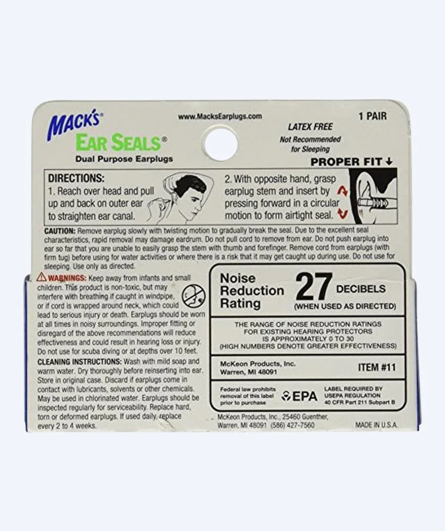 Mack´s zatyczki do uszu do pływania 1 pary - Ear Seals - Niebieski/żółty - Image 5