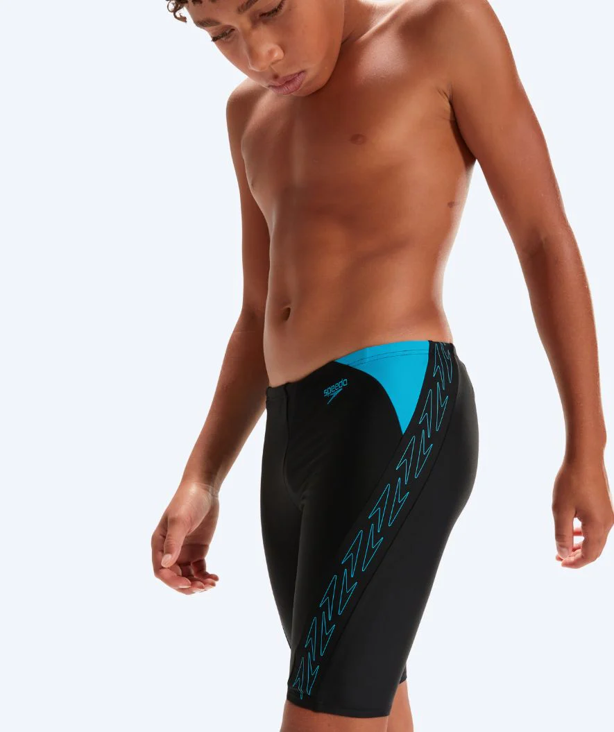 Speedo długie kąpielówki dla chłopców - Hyperboom Splice - Czarny/niebieski - Image 4