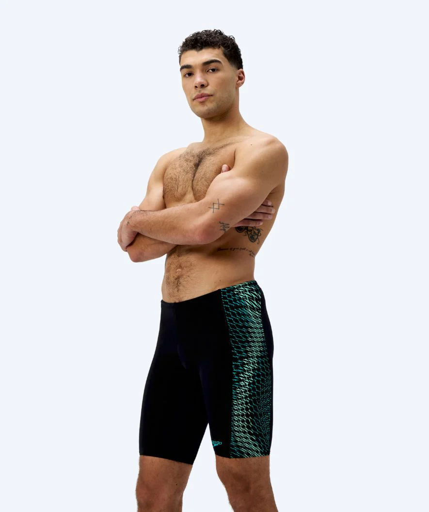 Speedo długie kąpielówki dla mężczyzn - Endurance Max Tech Pannel - Czarne/zielone - Image 4