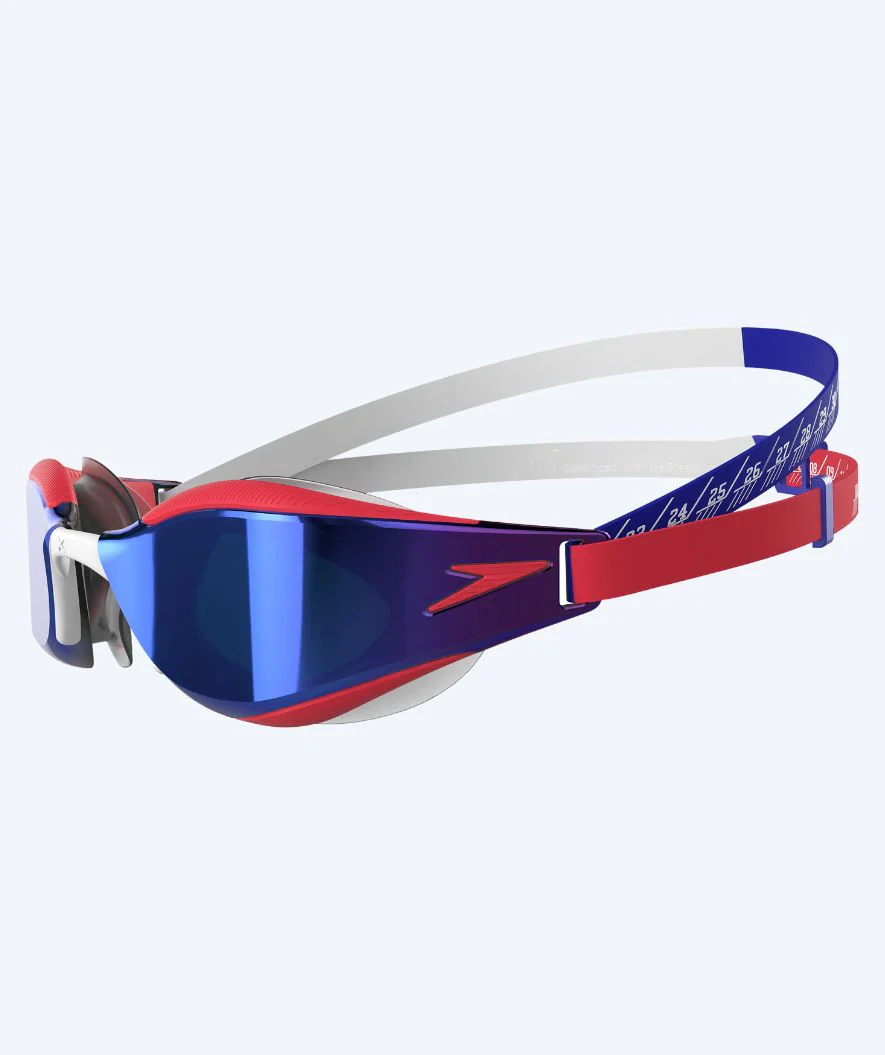 Speedo Elite okulary do pływania - Fastskin Hyper Elite Mirror - Czerwony/niebieski - Image 2