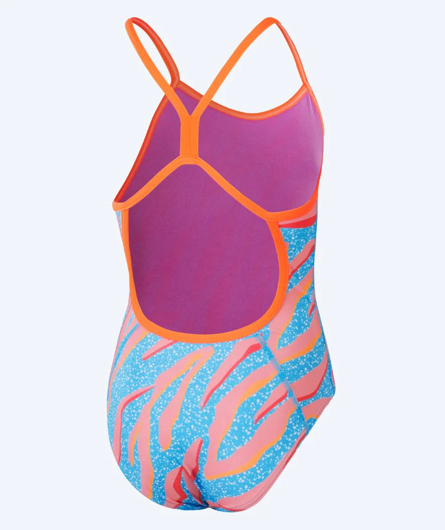 Speedo strój kąpielowy dla dziewczynek - Allover Digital V-Back - Niebieski/pomarańczowy - Image 2