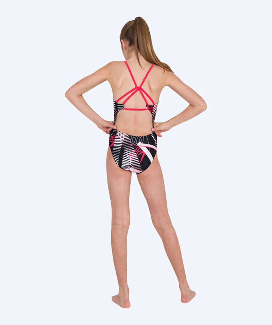 Speedo strój kąpielowy dla dziewczynek - Junglespeak Allover Tieback - Czarny/czerwony/jasnoróżowy - Image 3