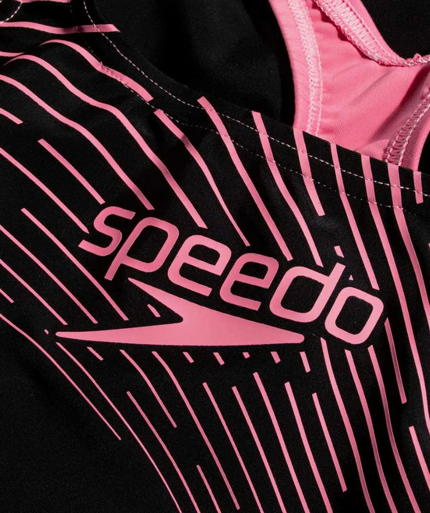 Speedo strój kąpielowy dla dziewczynek - Medley Logo Medalist - Czarny/jasnoróżowy - Image 3