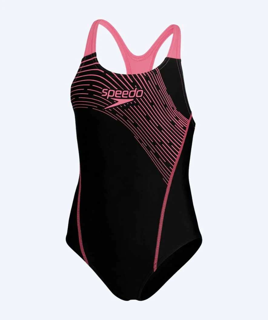 Speedo strój kąpielowy dla dziewczynek - Medley Logo Medalist - Czarny/jasnoróżowy - Image 6