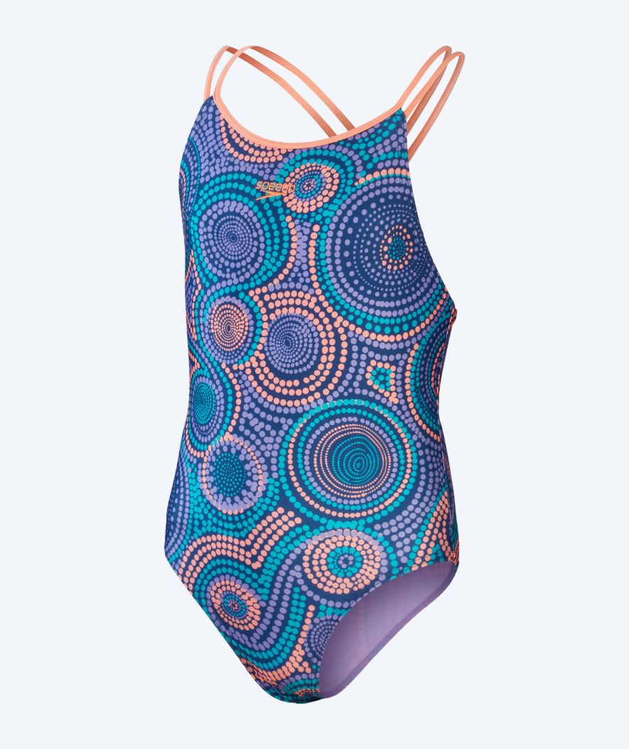 Speedo strój kąpielowy dla dziewczynek - Printed Twinstrap - Ciemnoniebieski/Pomarańczowy - Image 7