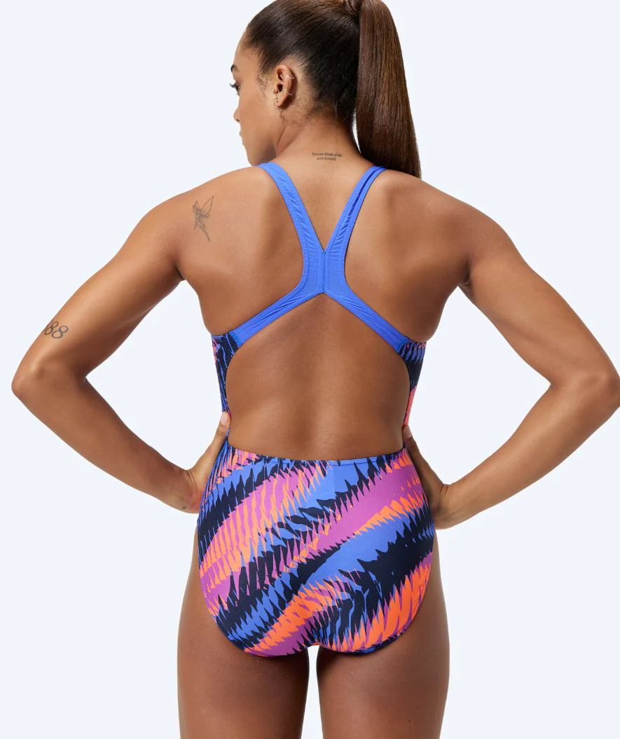 Speedo strój kąpielowy dla kobiet - Allover Digital Powerback - Niebieski/pomarańczowy - Image 2