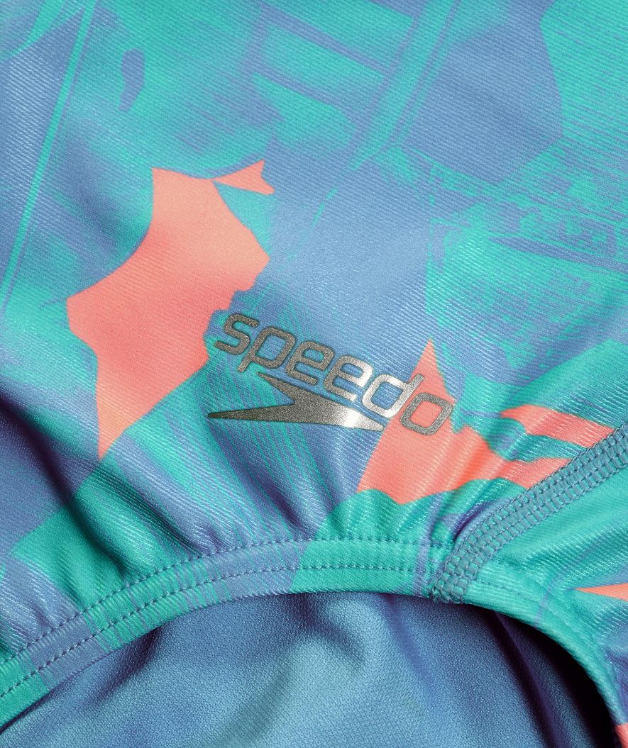 Speedo strój kąpielowy dla kobiet - Allover Digital Starback - Niebieski/pomarańczowy - Image 6