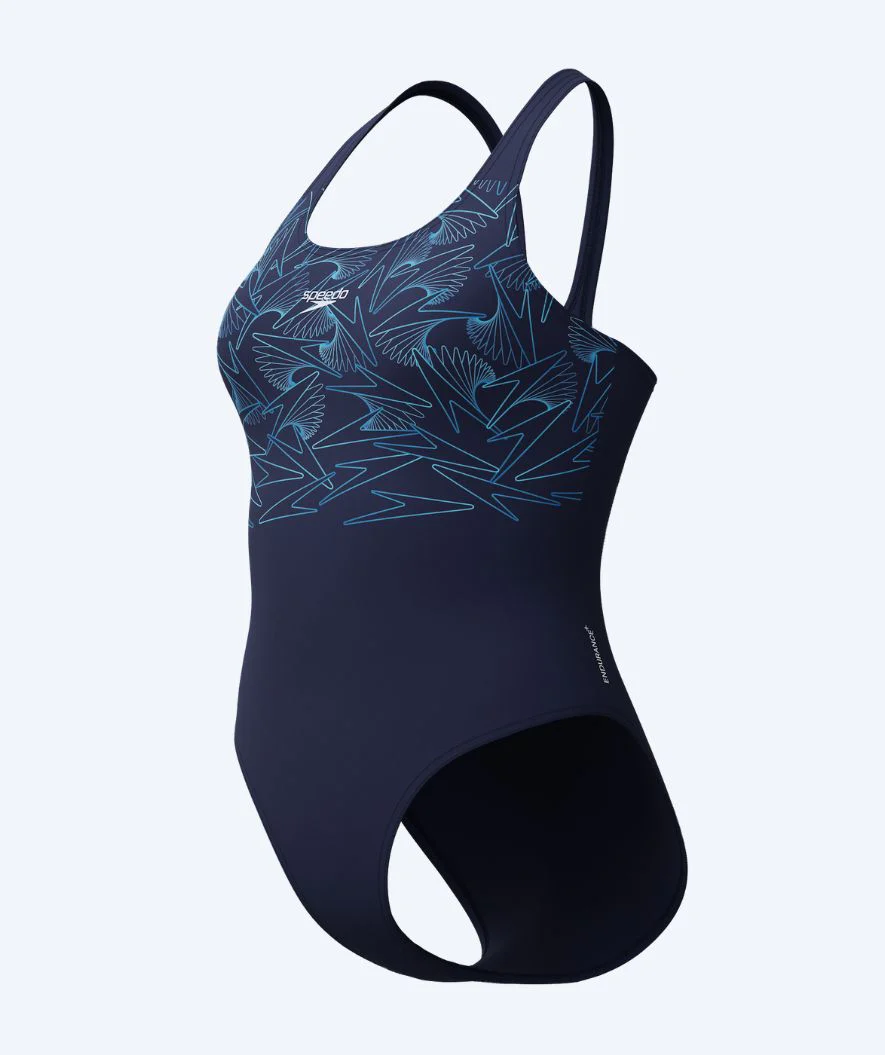 Speedo strój kąpielowy dla kobiet - Hyperboom Placement Muscleback - Ciemnoniebieski/jasnoniebieski - Image 8