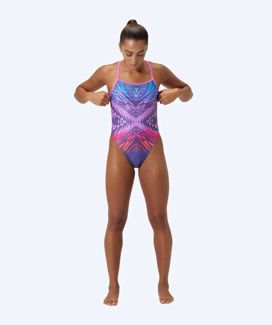 Speedo strój kąpielowy dla kobiet - Placement Digital V-Back - Fioletowy/czerwony - Image 4