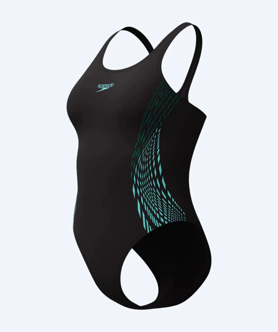 Speedo strój kąpielowy dla kobiet - Placement Muscleback - Czarny/jasnoniebieski - Image 6