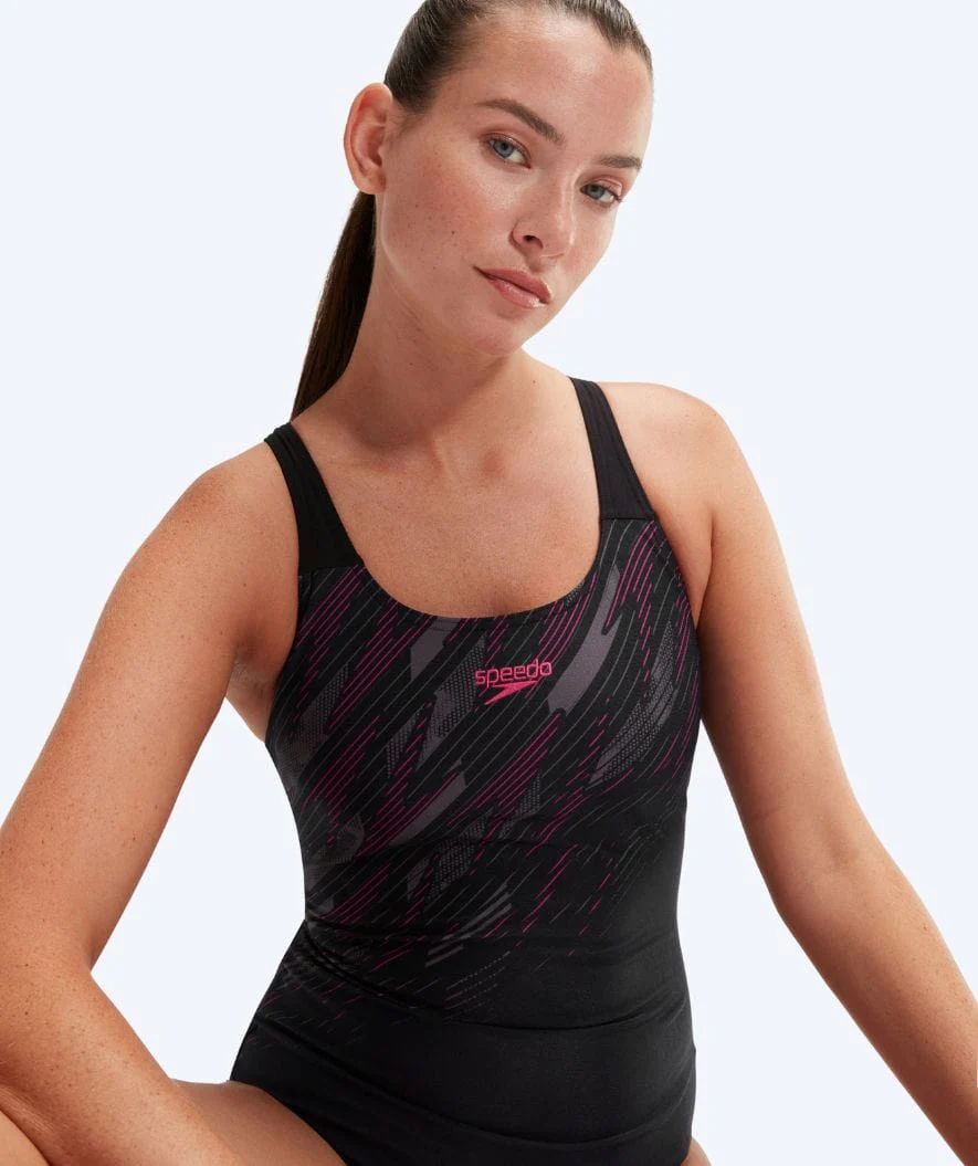 Speedo strój kąpielowy dla kobiet - Placement Muscleback - Czarny/jasnoróżowy - Image 3
