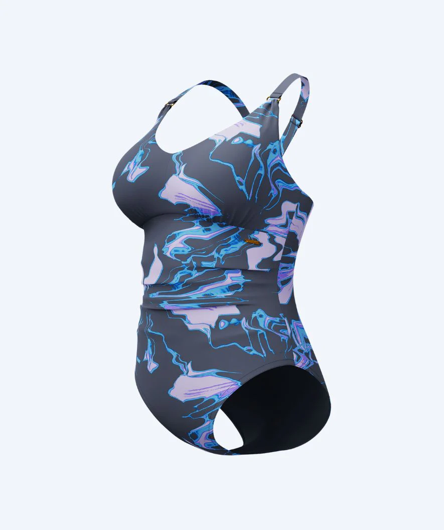 Speedo strój kąpielowy dla kobiet - Shaping Printed V-Neck - Szary/jasnoniebieski - Image 7