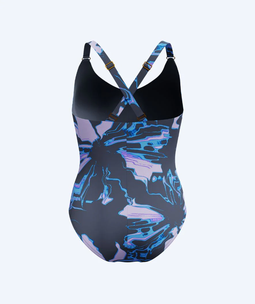 Speedo strój kąpielowy dla kobiet - Shaping Printed V-Neck - Szary/jasnoniebieski - Image 8
