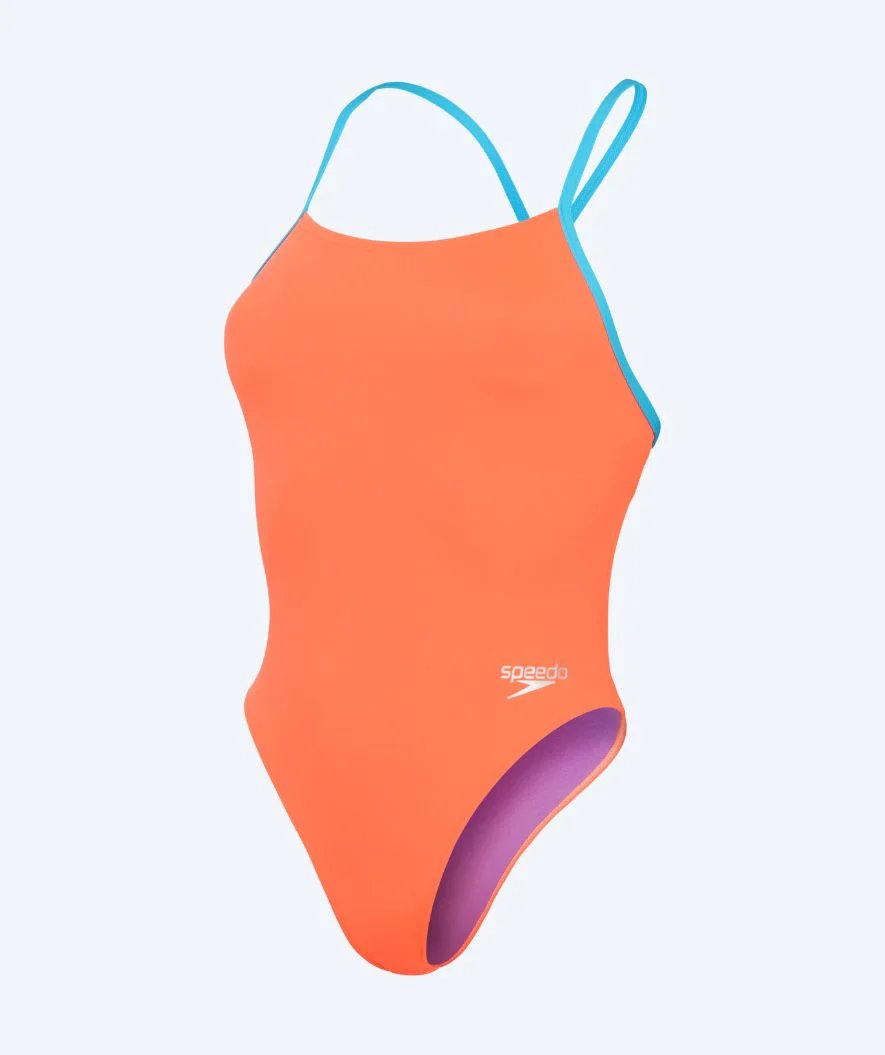 Speedo strój kąpielowy dla kobiet - Solid Tie Back - Pomarańczowy/niebieski - Image 5