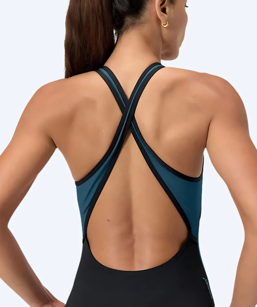 Speedo strój kąpielowy dla kobiet - Splice Cross Back - Czarny/ciemnoniebieski - Image 5