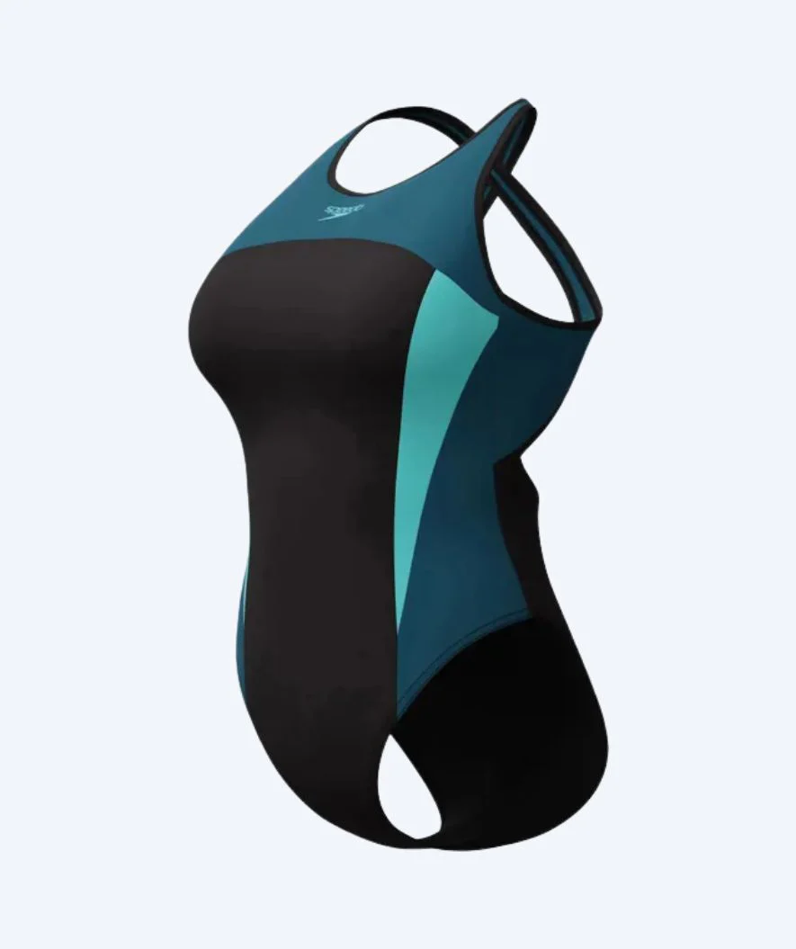 Speedo strój kąpielowy dla kobiet - Splice Cross Back - Czarny/ciemnoniebieski - Image 7