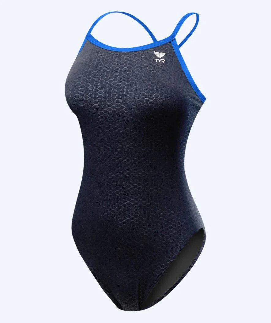 TYR strój kąpielowy dla kobiet - Durafast Elite Hexa - Czarny/niebieski - Image 3