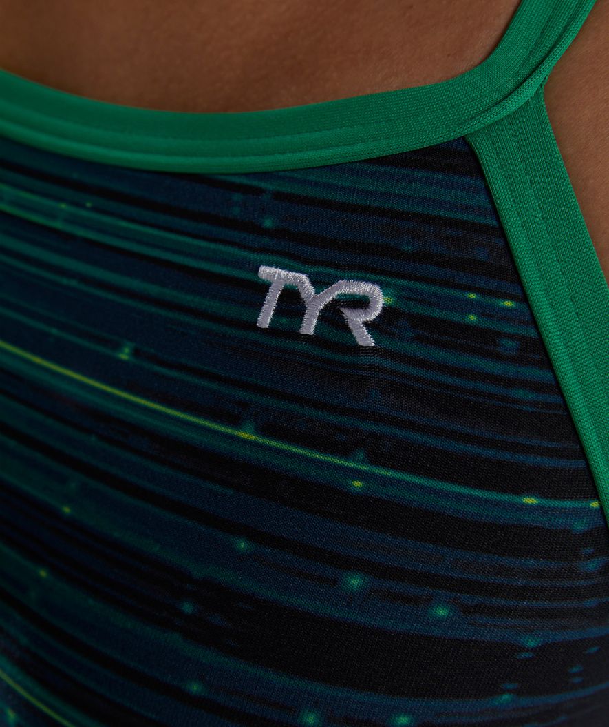 TYR strój kąpielowy dla kobiet - Durafast Elite Speedwarp - Zielony/niebieski - Image 5