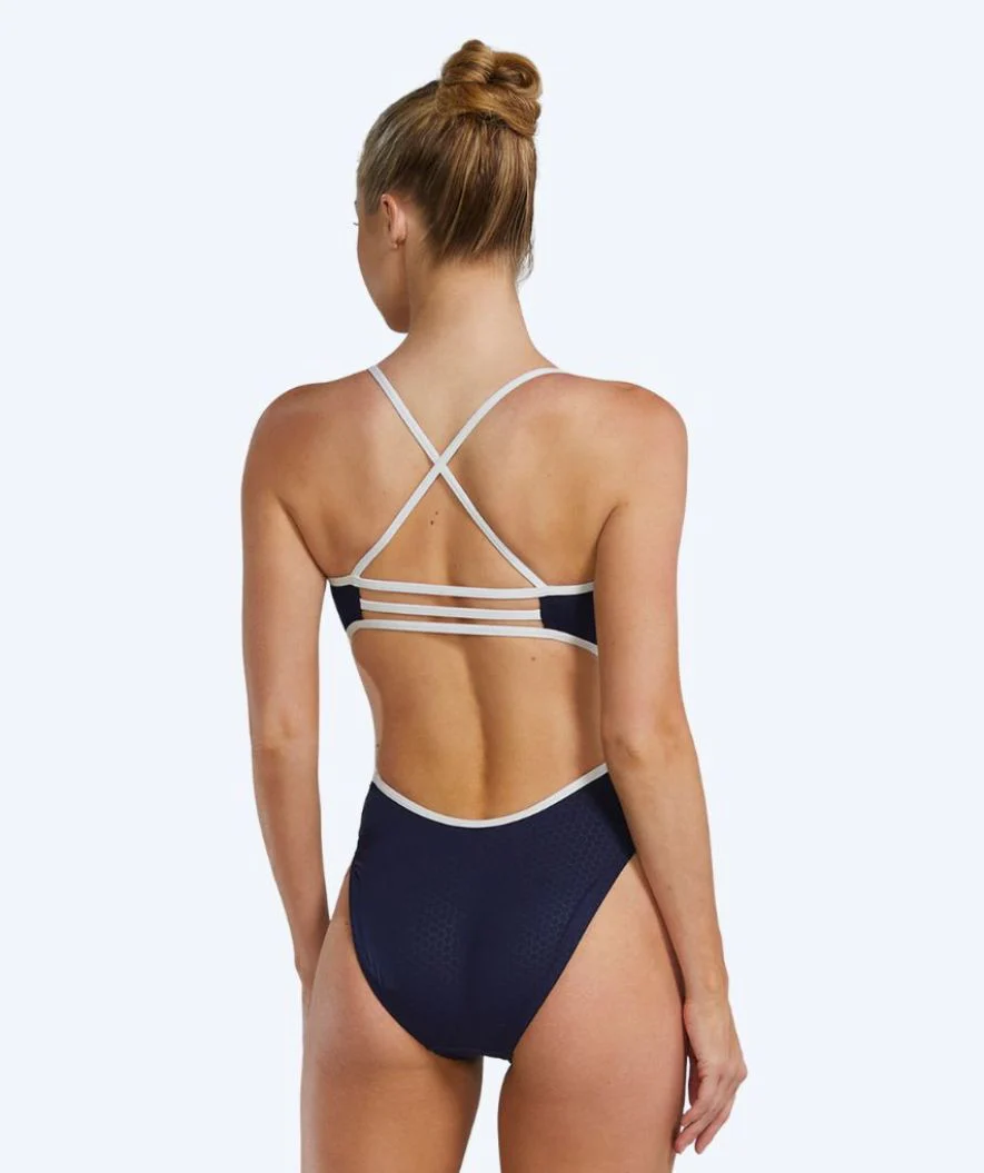 TYR strój kąpielowy dla kobiet - Durafast Elite Trinityfit Hexa - Ciemnoniebieski/biały - Image 2