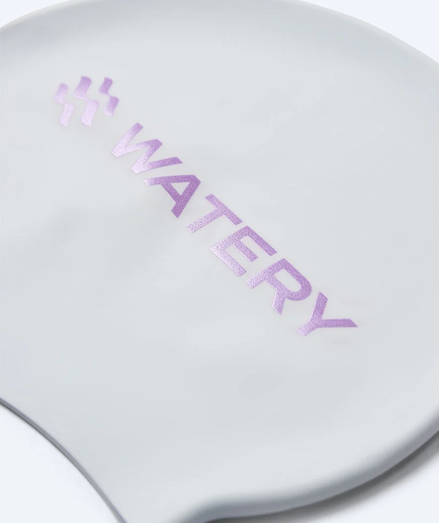 Watery czepek do pływania - Signature Metallic - Biały/Fioletowy - Image 2