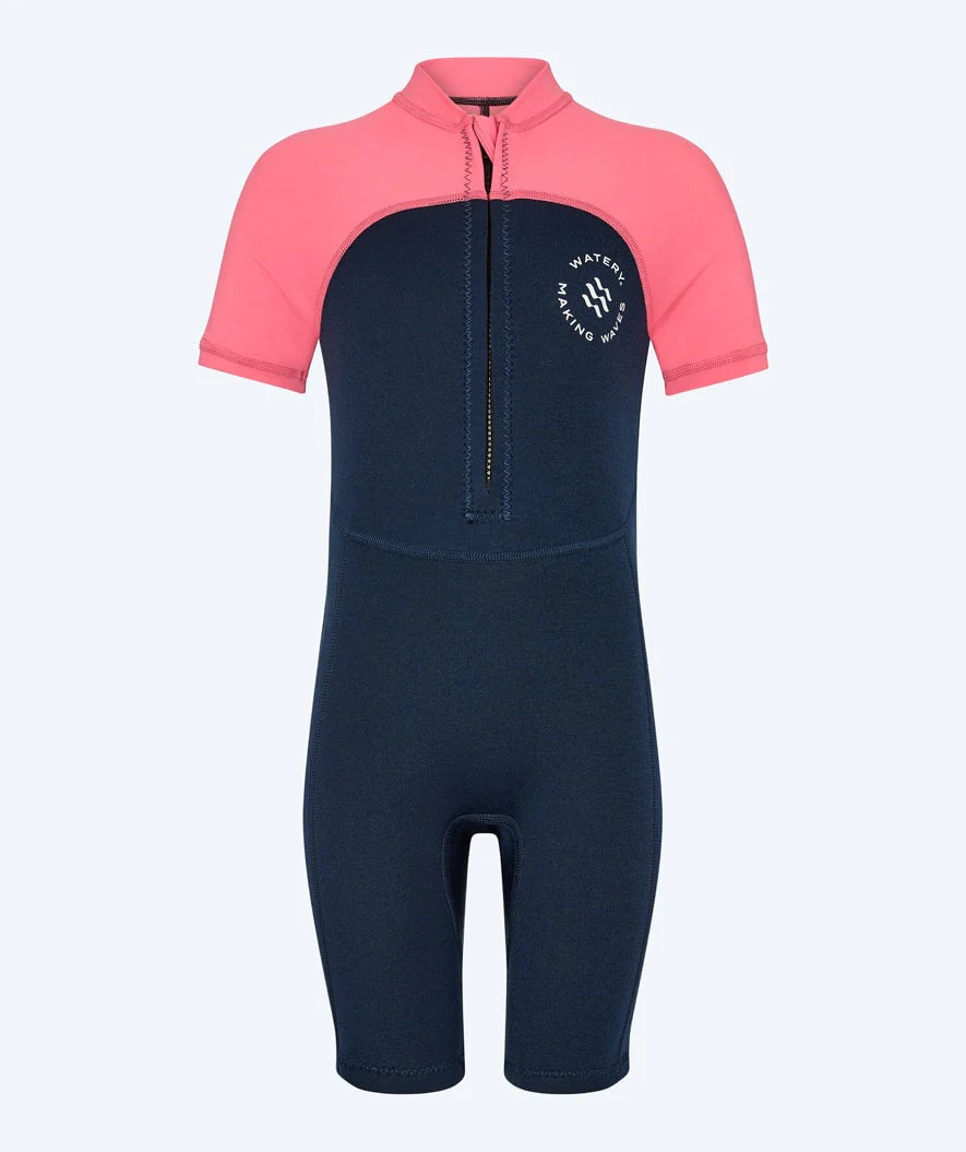 Watery kombinezon UV dla dzieci - Calypso Shorty - Koralowy/ciemnoniebieski - Image 2