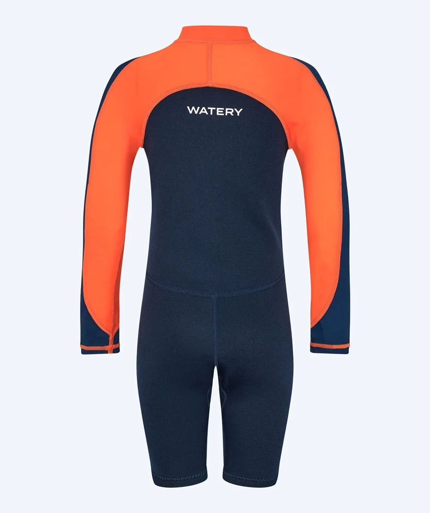 Watery kombinezon UV dla dzieci - Calypso z długimi rękawami - Pomarańczowy/niebieski - Image 3