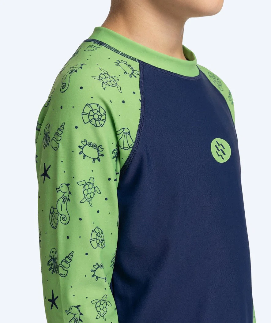 Watery koszulka UV dla dzieci - Brandman Rashguard z długimi rękawami - Zielony/niebieski - Image 3
