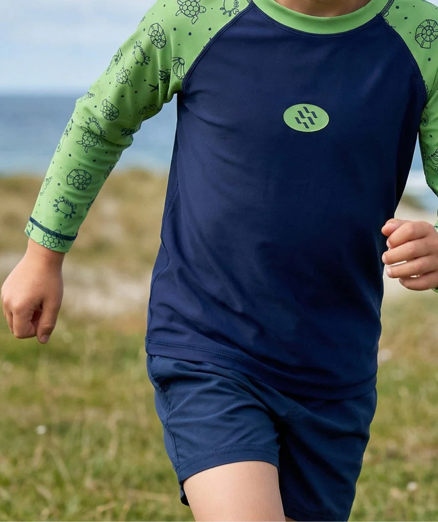 Watery koszulka UV dla dzieci - Brandman Rashguard z długimi rękawami - Zielony/niebieski - Image 4
