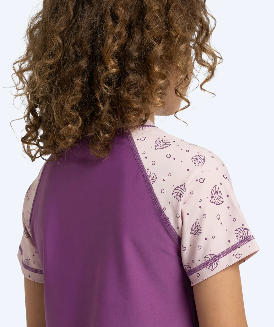 Watery koszulka UV dla dzieci - Brandman Rashguard z krótkimi rękawami - Różowo/fioletowa - Image 2