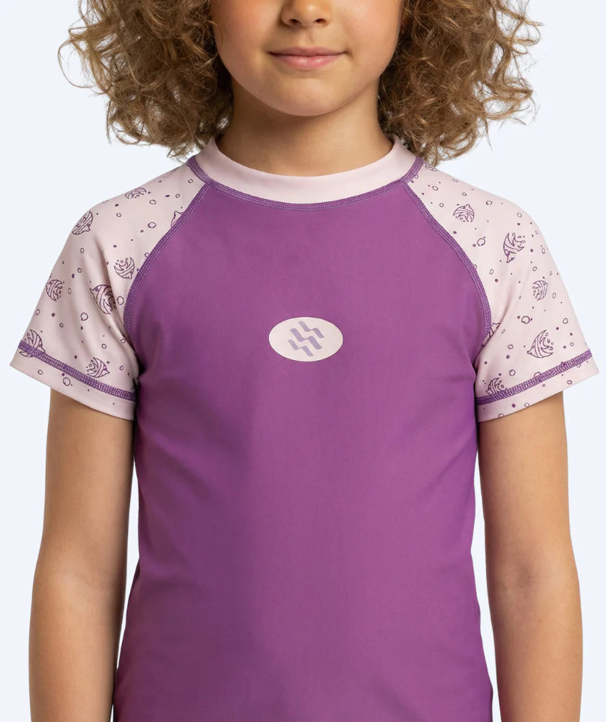 Watery koszulka UV dla dzieci - Brandman Rashguard z krótkimi rękawami - Różowo/fioletowa - Image 6