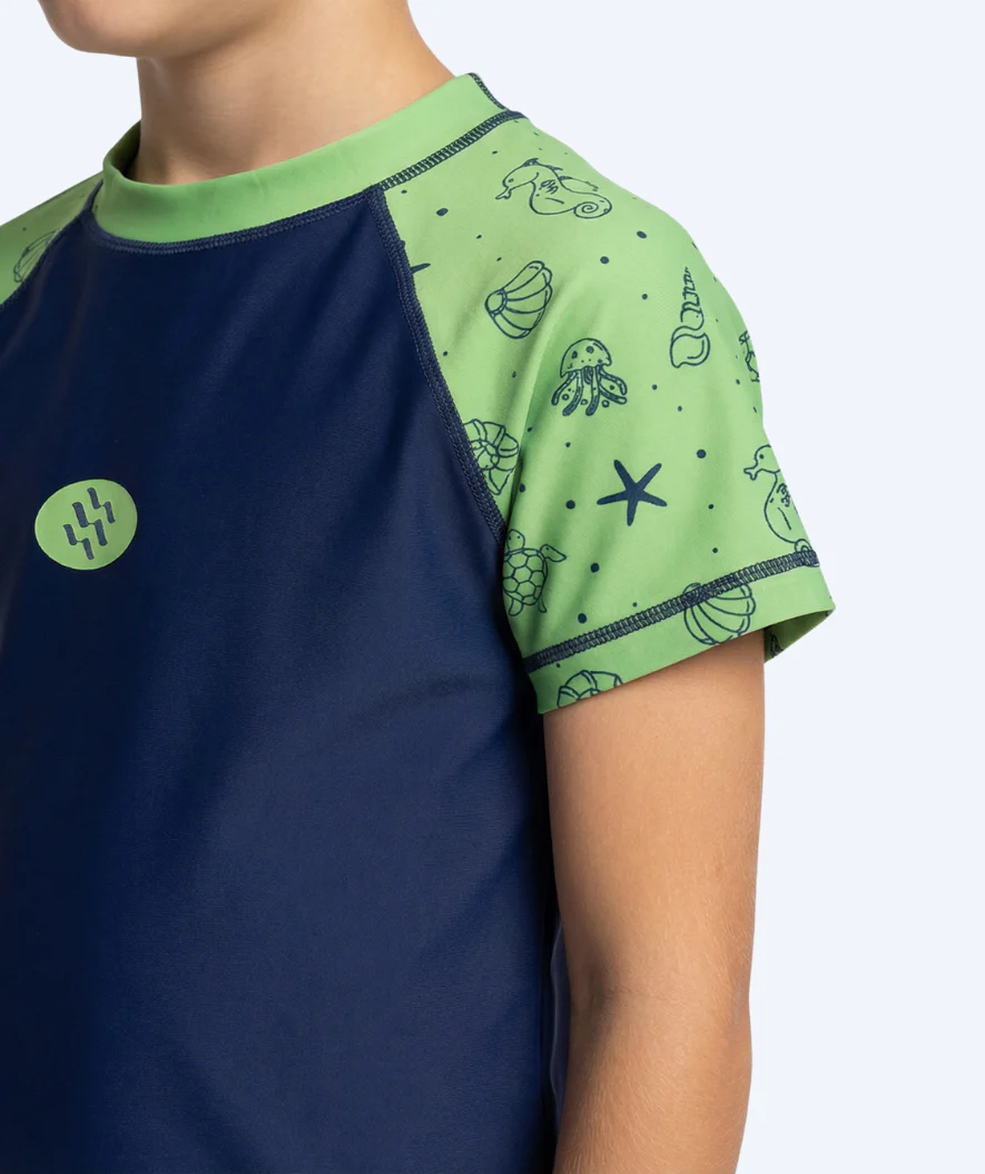 Watery koszulka UV dla dzieci - Brandman Rashguard z krótkimi rękawami - Zielony/niebieski - Image 3