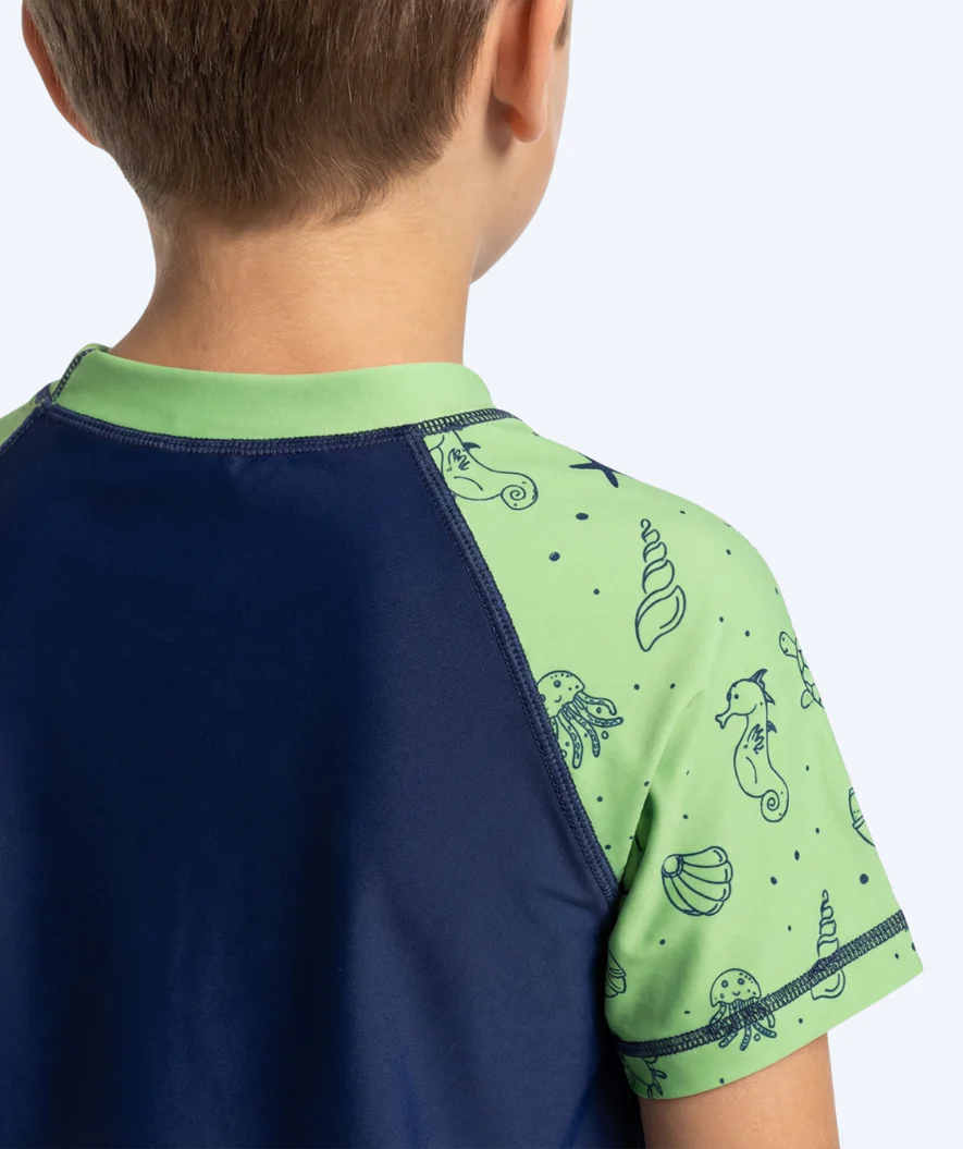 Watery koszulka UV dla dzieci - Brandman Rashguard z krótkimi rękawami - Zielony/niebieski - Image 5