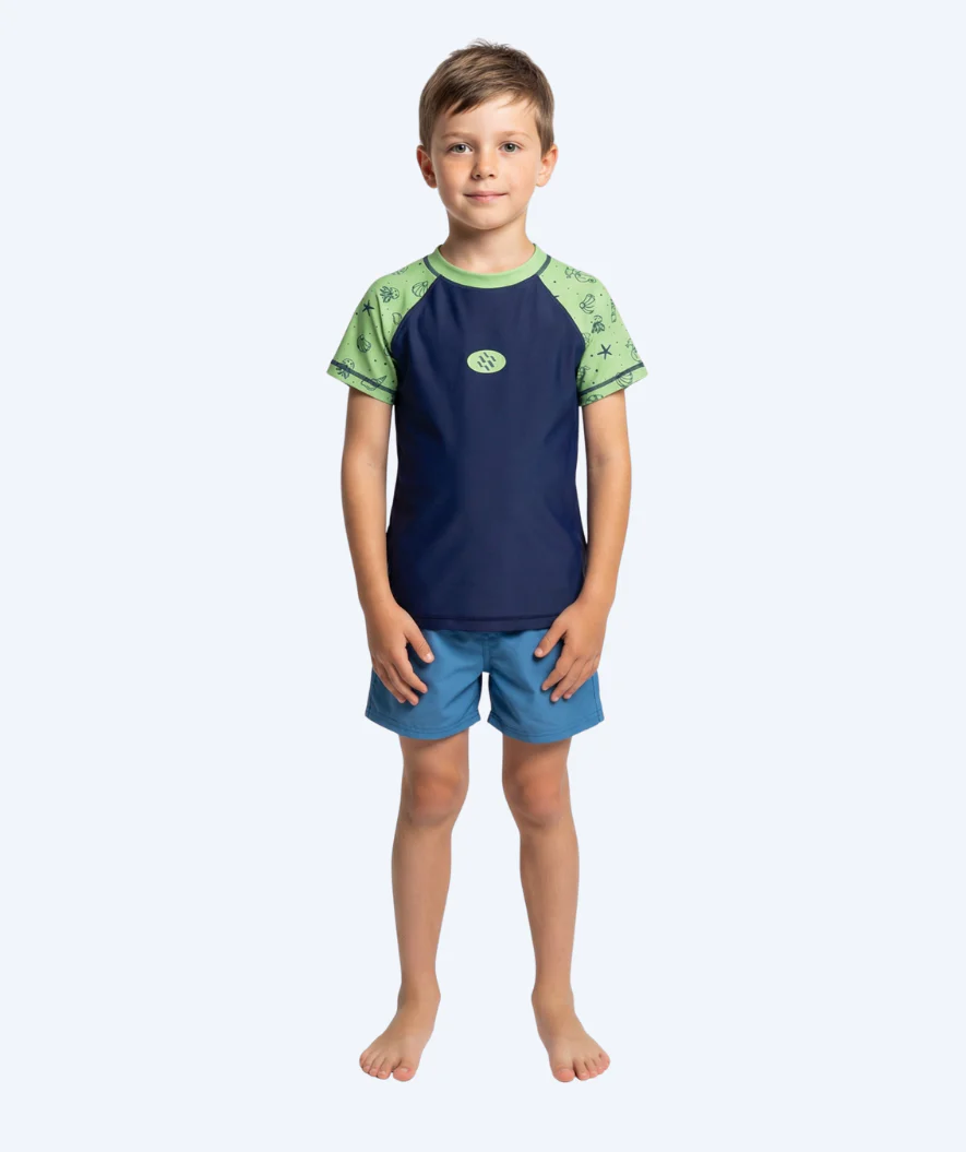 Watery koszulka UV dla dzieci - Brandman Rashguard z krótkimi rękawami - Zielony/niebieski - Image 7