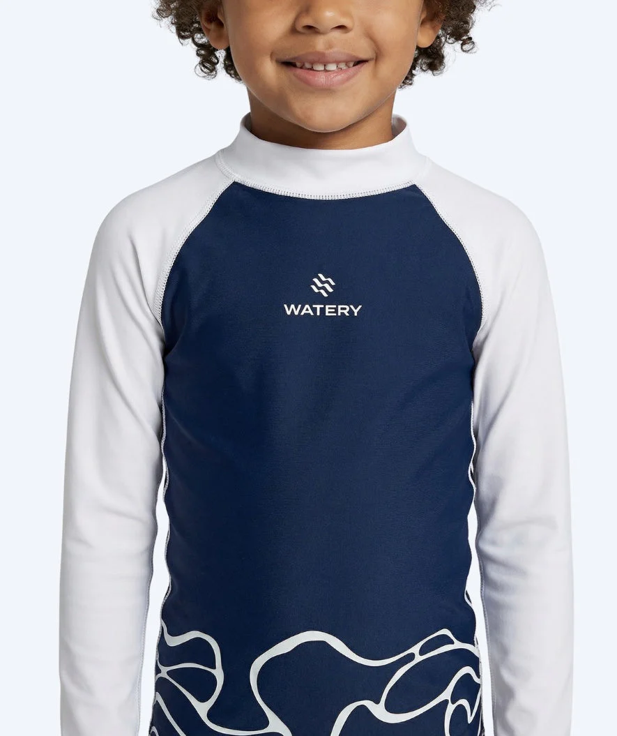 Watery koszulka UV dla dzieci - Chilton Rashguard z długimi rękawami - Ciemnoniebieski/Biały - Image 5