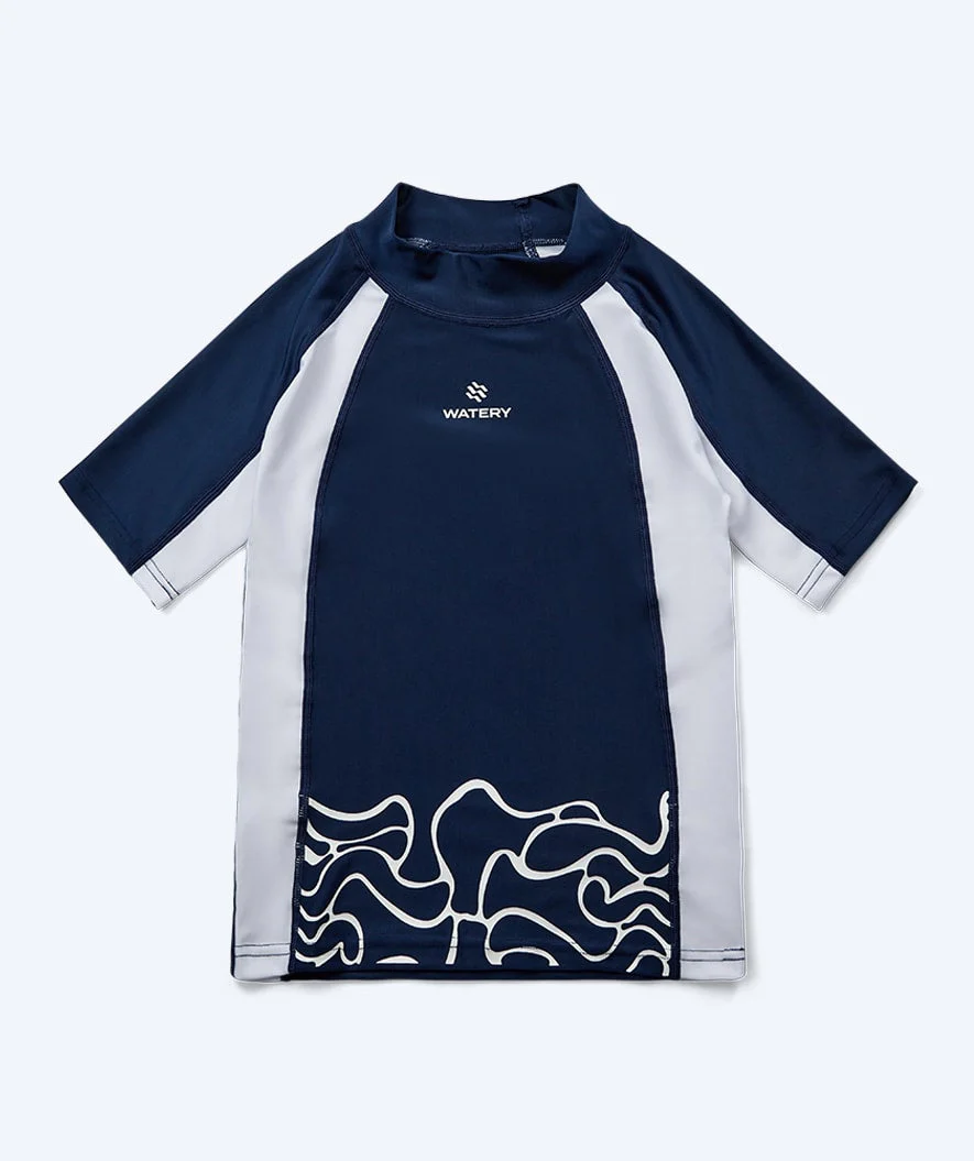 Watery koszulka UV dla dzieci - Chilton Rashguard z krótkimi rękawami - Ciemnoniebiesko/biała - Image 12