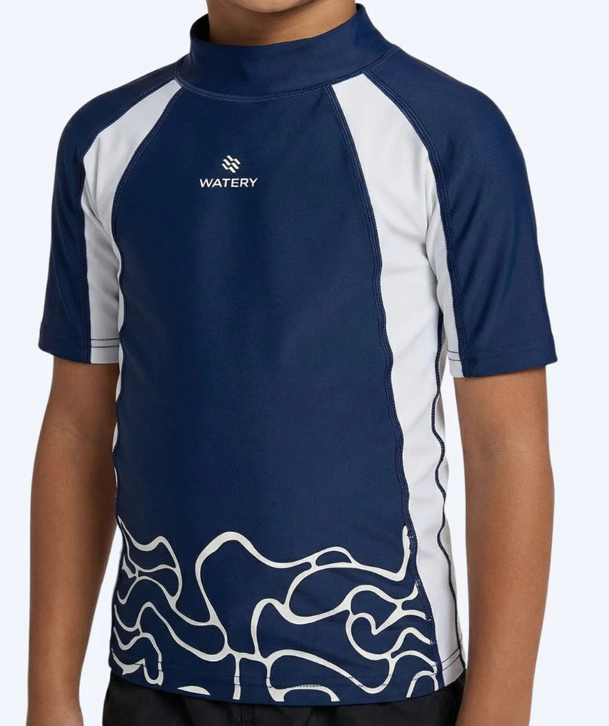 Watery koszulka UV dla dzieci - Chilton Rashguard z krótkimi rękawami - Ciemnoniebiesko/biała - Image 5