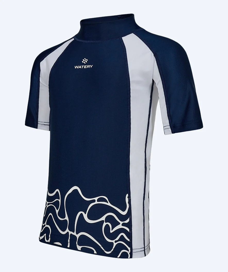 Watery koszulka UV dla dzieci - Chilton Rashguard z krótkimi rękawami - Ciemnoniebiesko/biała - Image 9