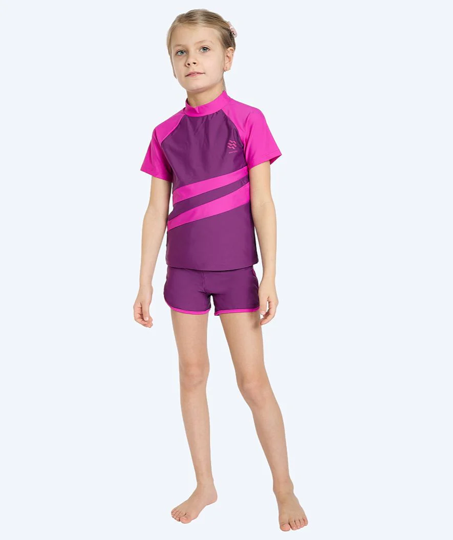 Watery koszulka UV dla dzieci - Manami Rashguard z krótkimi rękawami - Fioletowa - Image 3